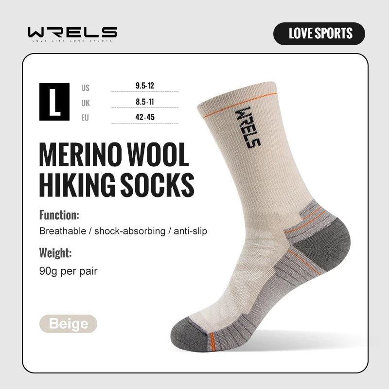 🥾 WRELS Merino Wool Cushion Hiking Socks