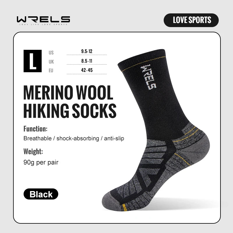 🥾 WRELS Merino Wool Cushion Hiking Socks