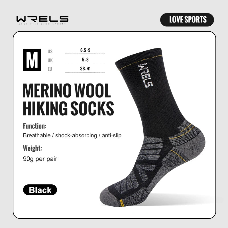 🥾 WRELS Merino Wool Cushion Hiking Socks