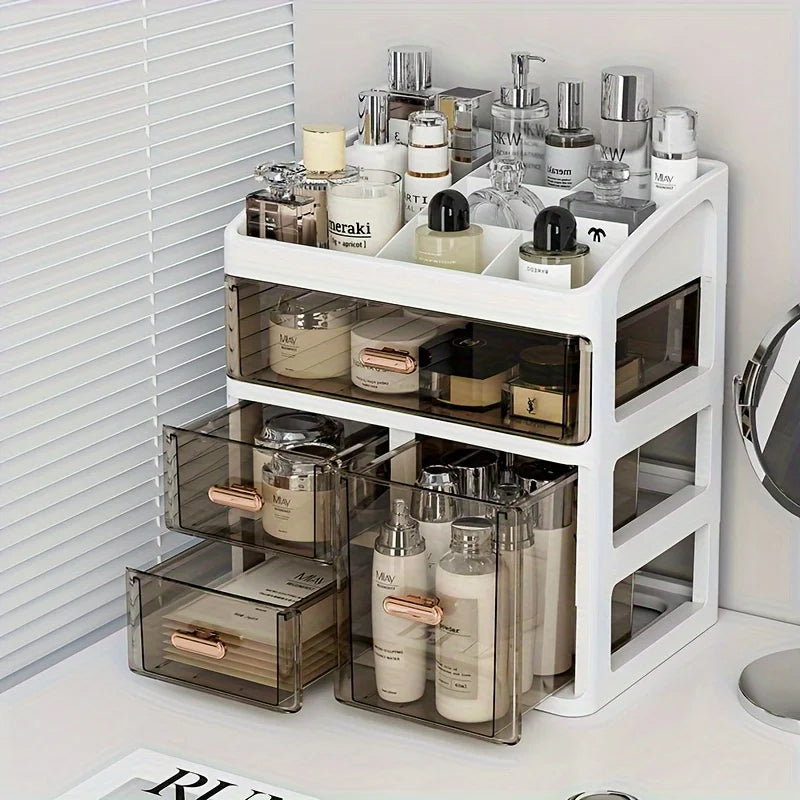 Large Capacity Dust-Proof Cosmetics Storage Box with Drawers