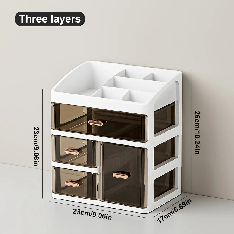 Large Capacity Dust-Proof Cosmetics Storage Box with Drawers