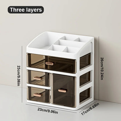 Large Capacity Dust-Proof Cosmetics Storage Box with Drawers