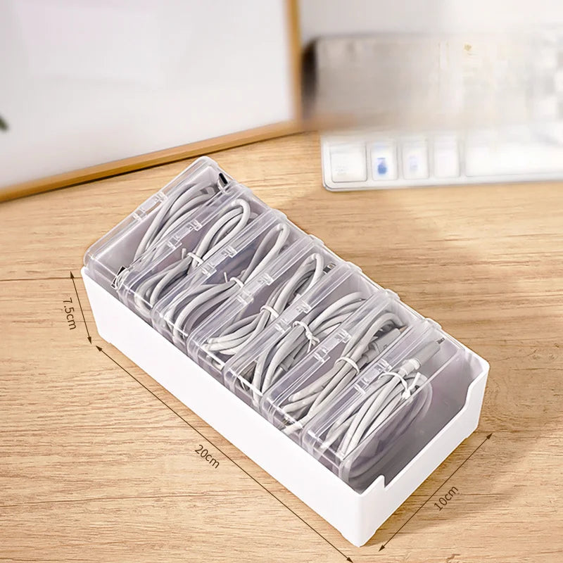 ⚡ Multi-Grid Wire Storage Box & Tech Accessory Organizer for Office Desk